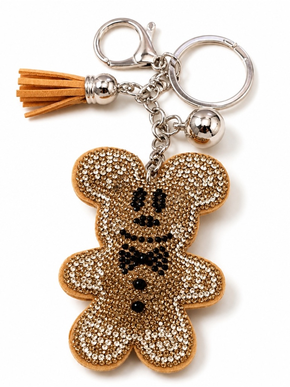 Christmas Gingerbread Mickey Crystal Keychain Backpack Bag Charm